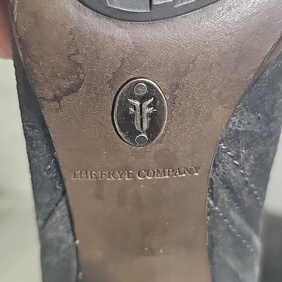 Frye Harlow Campus Tall Black Leather Heeled Boots Womens Size 6 - Picture 9 of 16